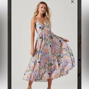 Like New ASTR Blythe Floral Plisse Midi Dress